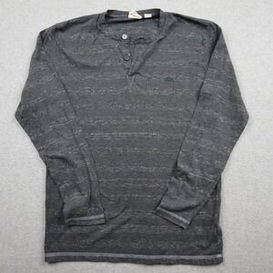 Vans Henley Shirt Mens Large Heritage Long Sleeve Charcoal Gray Space Dye Skate